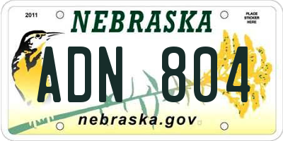 NE license plate ADN804