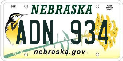 NE license plate ADN934