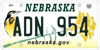 NE license plate ADN954