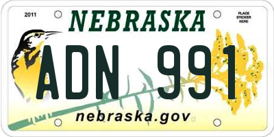 NE license plate ADN991