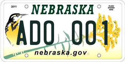 NE license plate ADO001