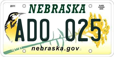 NE license plate ADO025
