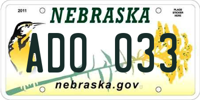 NE license plate ADO033