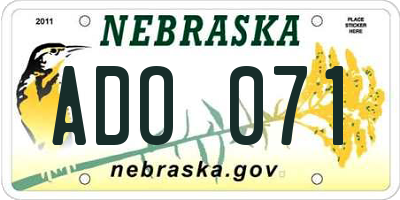 NE license plate ADO071