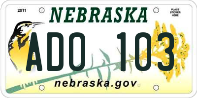 NE license plate ADO103