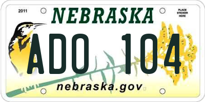 NE license plate ADO104