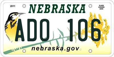 NE license plate ADO106