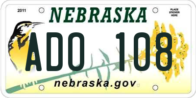 NE license plate ADO108