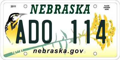 NE license plate ADO114