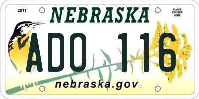 NE license plate ADO116