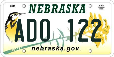 NE license plate ADO122