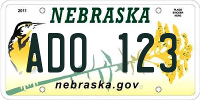 NE license plate ADO123