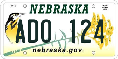 NE license plate ADO124