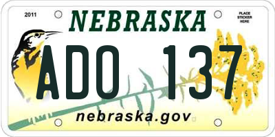 NE license plate ADO137