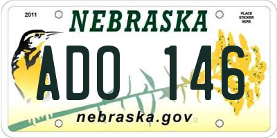 NE license plate ADO146