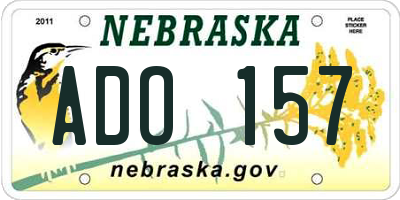 NE license plate ADO157