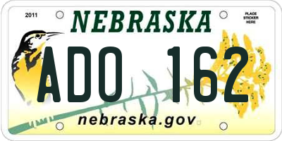 NE license plate ADO162