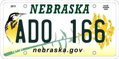 NE license plate ADO166