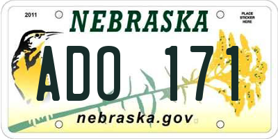 NE license plate ADO171