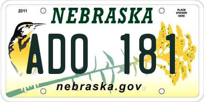 NE license plate ADO181