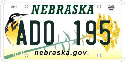 NE license plate ADO195