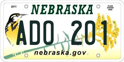 NE license plate ADO201