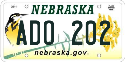 NE license plate ADO202