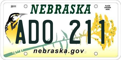 NE license plate ADO211