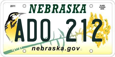 NE license plate ADO212