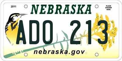 NE license plate ADO213