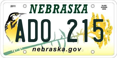 NE license plate ADO215