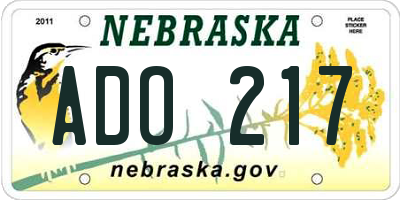 NE license plate ADO217