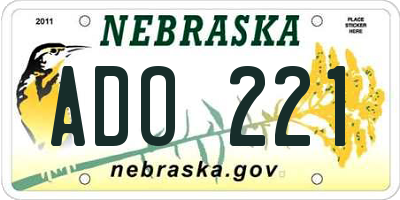 NE license plate ADO221