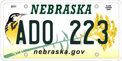 NE license plate ADO223