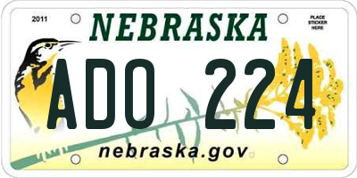 NE license plate ADO224