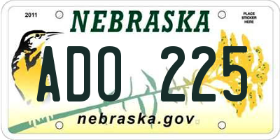 NE license plate ADO225