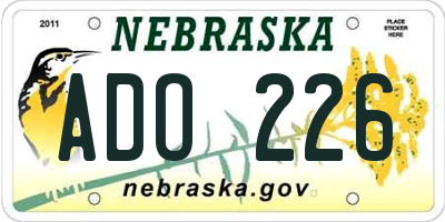 NE license plate ADO226