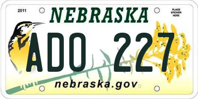 NE license plate ADO227