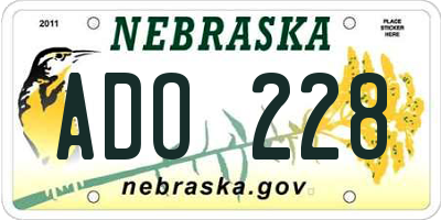 NE license plate ADO228