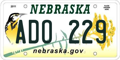 NE license plate ADO229