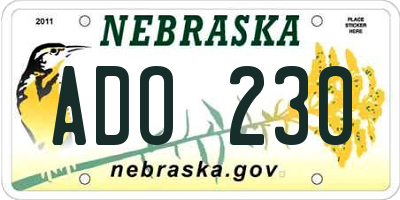 NE license plate ADO230