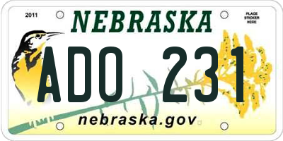 NE license plate ADO231