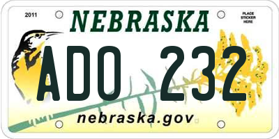 NE license plate ADO232