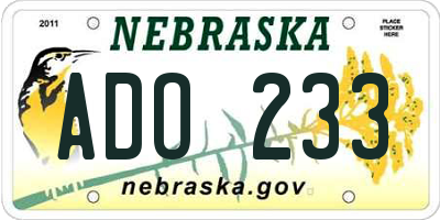 NE license plate ADO233