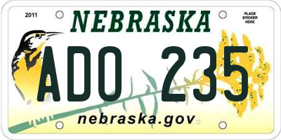 NE license plate ADO235