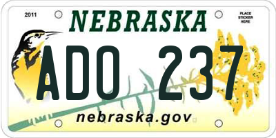 NE license plate ADO237