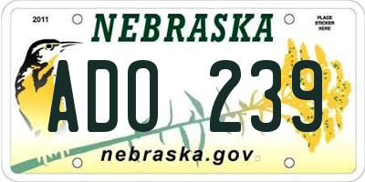 NE license plate ADO239