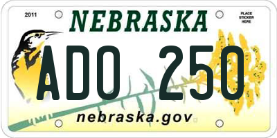 NE license plate ADO250