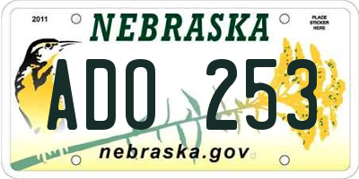 NE license plate ADO253