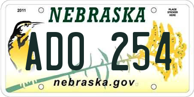 NE license plate ADO254